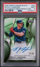 2025 Topps Chrome Black Auto Green Refractor Wyatt Langford #WL /99 PSA 9