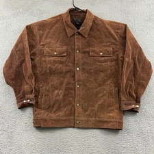 Vintage Pj Mark Jacket Men’s 2XL Brown Suede Hip Hop Button Trucker Grunge Y2K