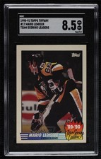 1990-91 Topps Team Scoring Leaders Tiffany Mario Lemieux #17 SGC 8.5 HOF 1ar2