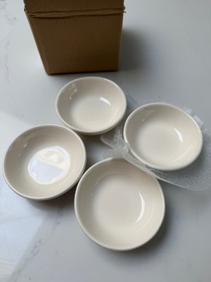 4 x Creme Jersey Keramik flache Dip / Saucenschalen - NEU 
