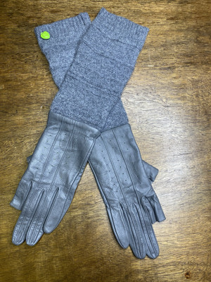 Juicy Couture Gloves Gray Leather And Knit Fingerless Womens Small