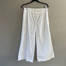 Eileen Fisher Pants Womens Small White Cropped Wide Leg Pull On Lagenlook Beach