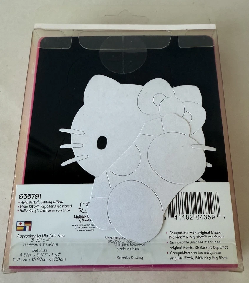 Sizzix Hello Kitty Sitting w/Bow Original Die 655791 Sanrio 2008 Sealed NOS - Image 2 of 4