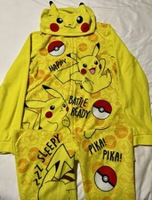Pokemon Pikachu One Piece Pajamas PJ 14/16 Kids Youth Yellow Sleepwear Halloween