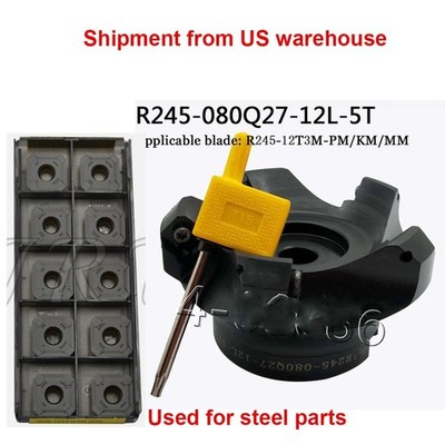R245-080Q27-5T End mill Cutter Face Milling cutter +10PCS R245-12T3M 1130 Insert