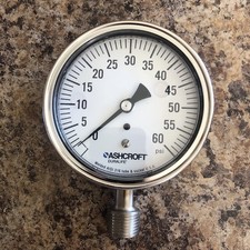 ASHCROFT 35-1009-SW-04L-60 3.5" Stainless Steel Pressure Gauge 60 psi