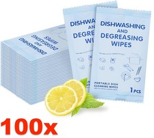 100x Dishwashing  Degreasing Disposable Wipes Travel Camping EASY CLEANING