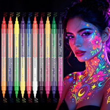 10Pcs 20 Colors Glow in the Dark Face Body Paint, 2 in 1 Fluorescent Neon UV Bla