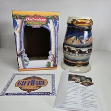 Vintage 2000 Budweiser Holiday Beer Stein Holiday in the Mountains NEW