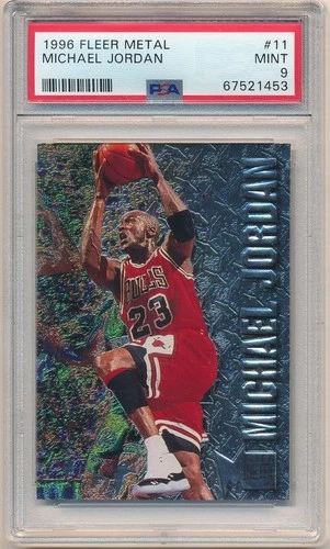 MICHAEL JORDAN 1996/97 FLEER METAL BASKETBALL CARD #11 CHICAGO BULLS PSA 9 MINT