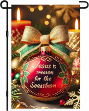 Merry Christmas Garden Flag 12X18 Inch Double Sided Jesus Is Reason for the Seas