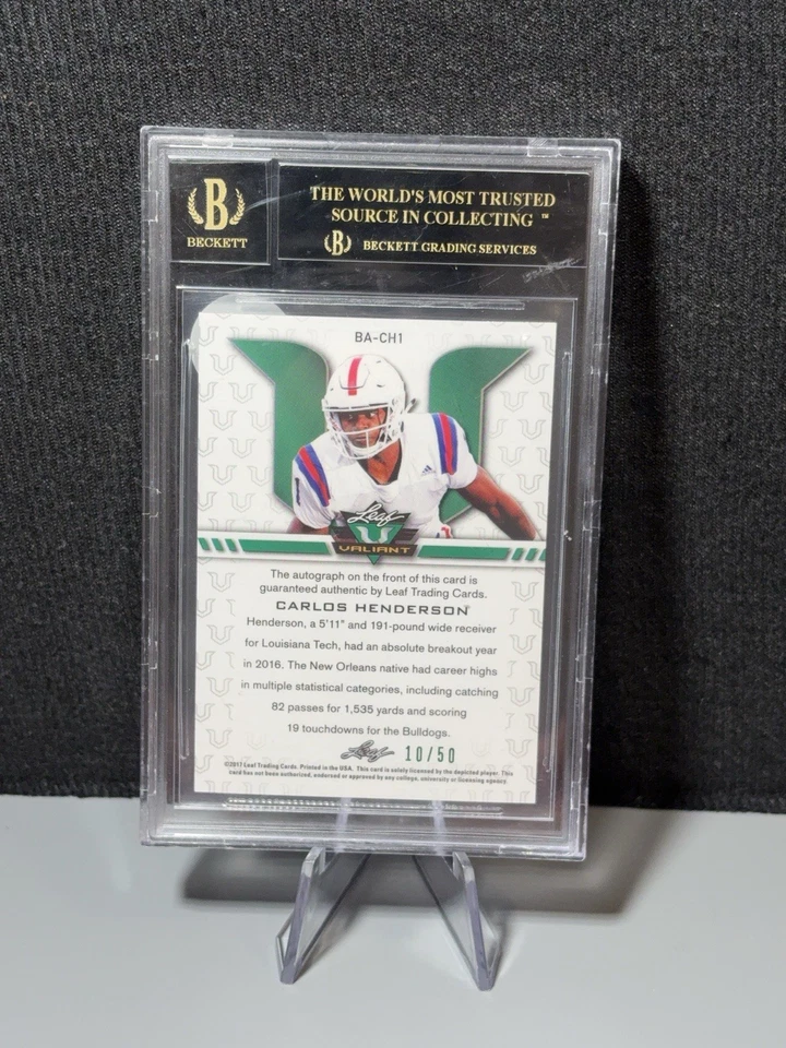 🏷️⚫️💎BECKETT BLACK LABEL 2017 Carlos Henderson #BA-CH1 verde/50 Foto 2 de 2