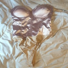 Satin Strapless Corset Top Bustier Light Pink Beige Structured Cups