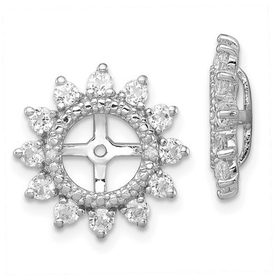 Sterling Silber Rhodium Diamant & weißer Topas Ohrring Jacken 1,67 g L-14 mm
