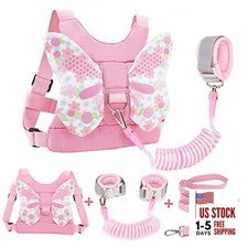 3 in 1 Toddler Harness Leashes  Anti Lost Wrist Link, Kids Harness Light Pink