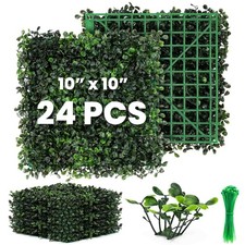 KASZOO 24-Pack 10"x10" Artificial Boxwood Grass Wall Panels Greenery Decor