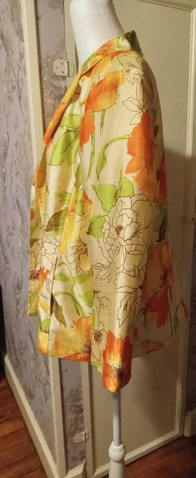 Blazer Susan Graver Naranja/Crema Floral M Foto 2 de 4