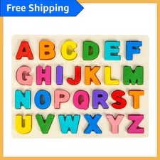 Colorful Wooden Alphabet Puzzle for Toddlers - 26 Letter Blocks Educational Toy