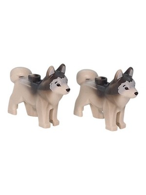 LEGO  2er Set Hund Schlittenhund Husky weiß/schwarz 16606pb001