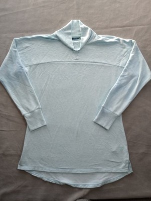LL Bean Light Blue SoftFlex Top Mockneck Pullover Sweatshirt Womens S ID514099
