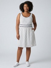 Tommy Hilfiger White Navy Polka Dot Dress Size 16 Bow Accent Preppy Nautical