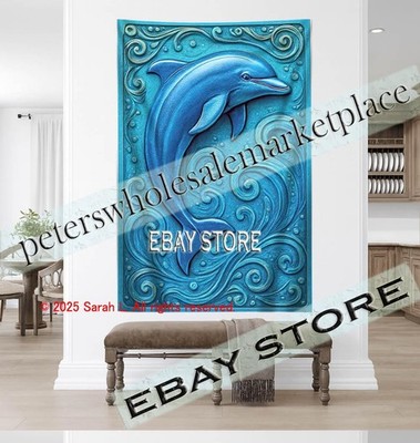 Sea Turtle tapestry 3D relief look ocean life home furnishing s 59X82 in