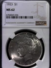 1923- P Peace Silver Dollar MS62 NGC