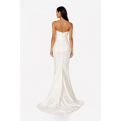 Bronx & Banco Elana White Satin Strapless Gown NWT Size 6| Revolve Dress  Bridal | eBay