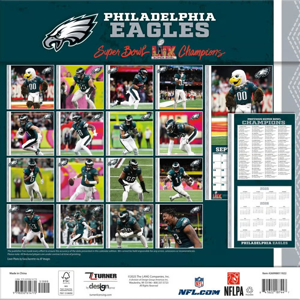 football Philadelphia Eagles 2026 Wall Calendar