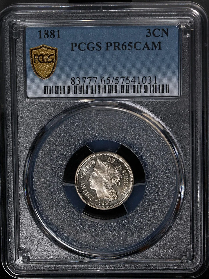 1881 Three (3) Cent Nickel Proof PCGS PR65 Cameo Superb Eye Appeal Strong Str... - Image 3 of 4
