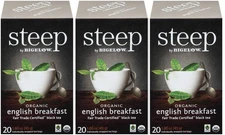 steep Organic English Breakfast Fair Trade 20 Count Box (Pack of 3), Certifie...