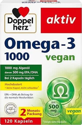 Doppelherz Omega-3 1000 vegan - aus pflanzlichem Algenöl - 120 kleine Kapseln