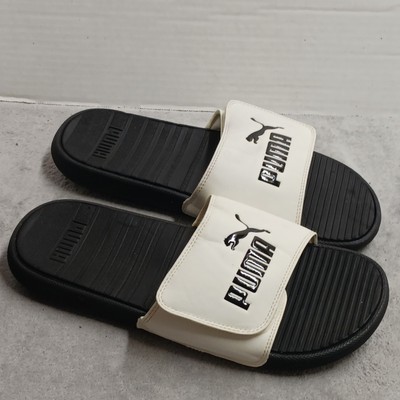 PUMA Men's Cool Cat Slides Knockout Black/White Color Flip Flop Logo SIZE  US 10