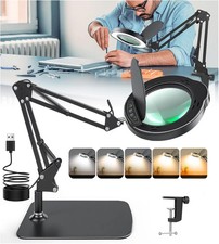 10X Magnifying Glass with Light and Stand Dust Cover Design, 5 Color Temp Mode