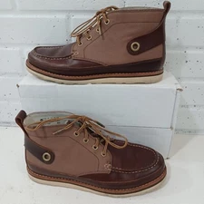 Timberland Boots Mens 7.5 brown leather moc toe Abington Chukka Vibram