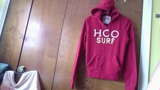 Y2k 2000s Hollister Sz Med Red Pullover Sweatshirt Hoodie Embroidered 