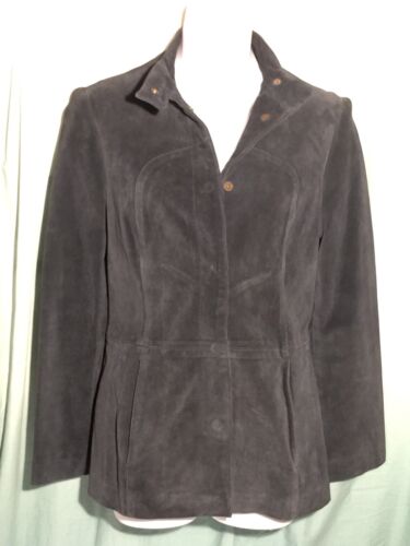 Sisley Women’s Long Sleeve Navy Suede Jacket Size 38 Orig. $215 - Picture 1 of 11