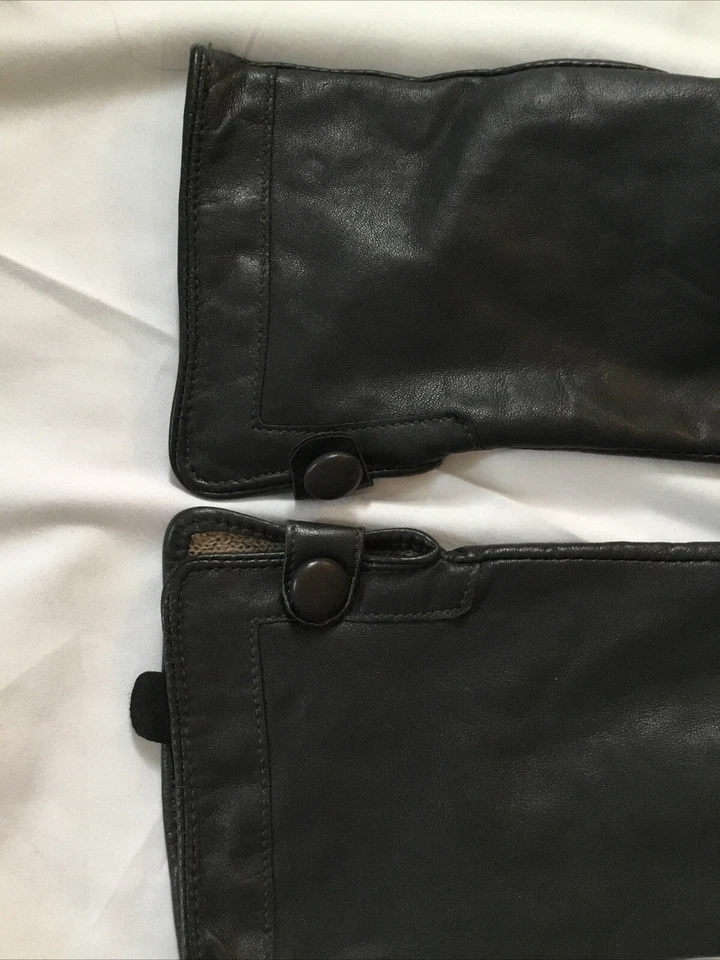 Guantes para mujer Merona de cuero genuino negros-L/XL Foto 3 de 4