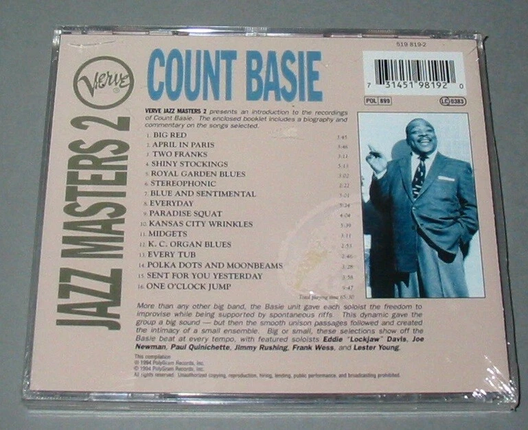 COUNT BASIE (CD) JAZZ MASTERS 2 NEW SEALED - Photo 2/2