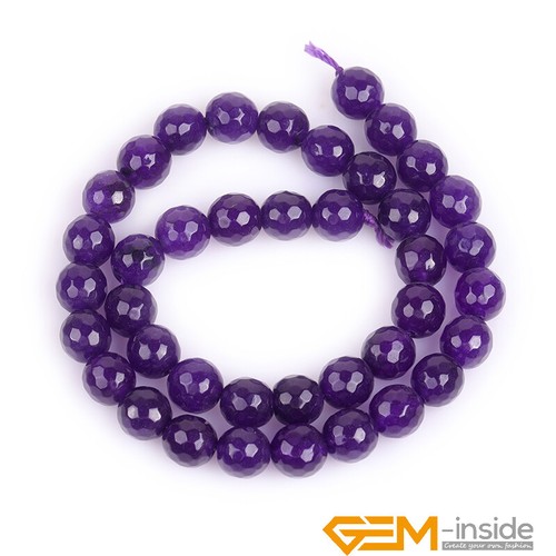 Purple Jade Gemstone Faceted Round Loose Beads for Jewelry Making 15"Dyed 6-14mm - Picture 16 of 44