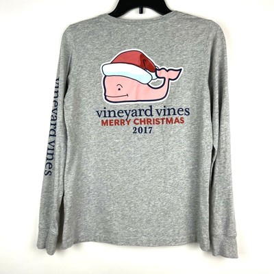 Vineyard Vines Merry Christmas 2017 Womens XS Long Sleeve T Shirt Santa Whale | eBay
