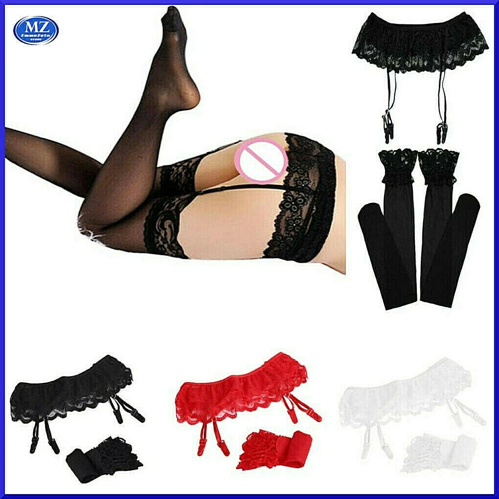 Set calze autoreggenti sexy con reggicalze velate da donna intimo lingerie  hot | eBay