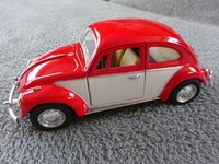 Vw KäFer Oldtimer Rot/Weiss Modelauto Ca.13Cm *Neu* 1:32 RüCkzugmotor