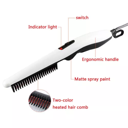 Beard Straightener Comb Quick Heated Brush Styler For Mens UK Pro Hair Electric - Picture 8 of 10