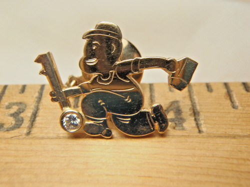 Solid 14k Gold Diamond Locksmith with Key Lapel Pin Tie Tack Handmade LOT 1254 - Picture 7 of 8