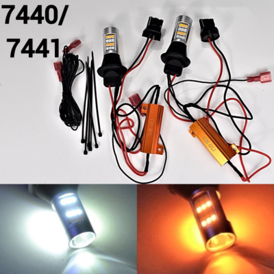 Reverse Backup T20 7440 W21W Switchback White Amber 42SMD LED Bulb K1 A HAK