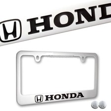 Honda Logo Chrome Plated Brass License Plate Frame Officially Licensed New