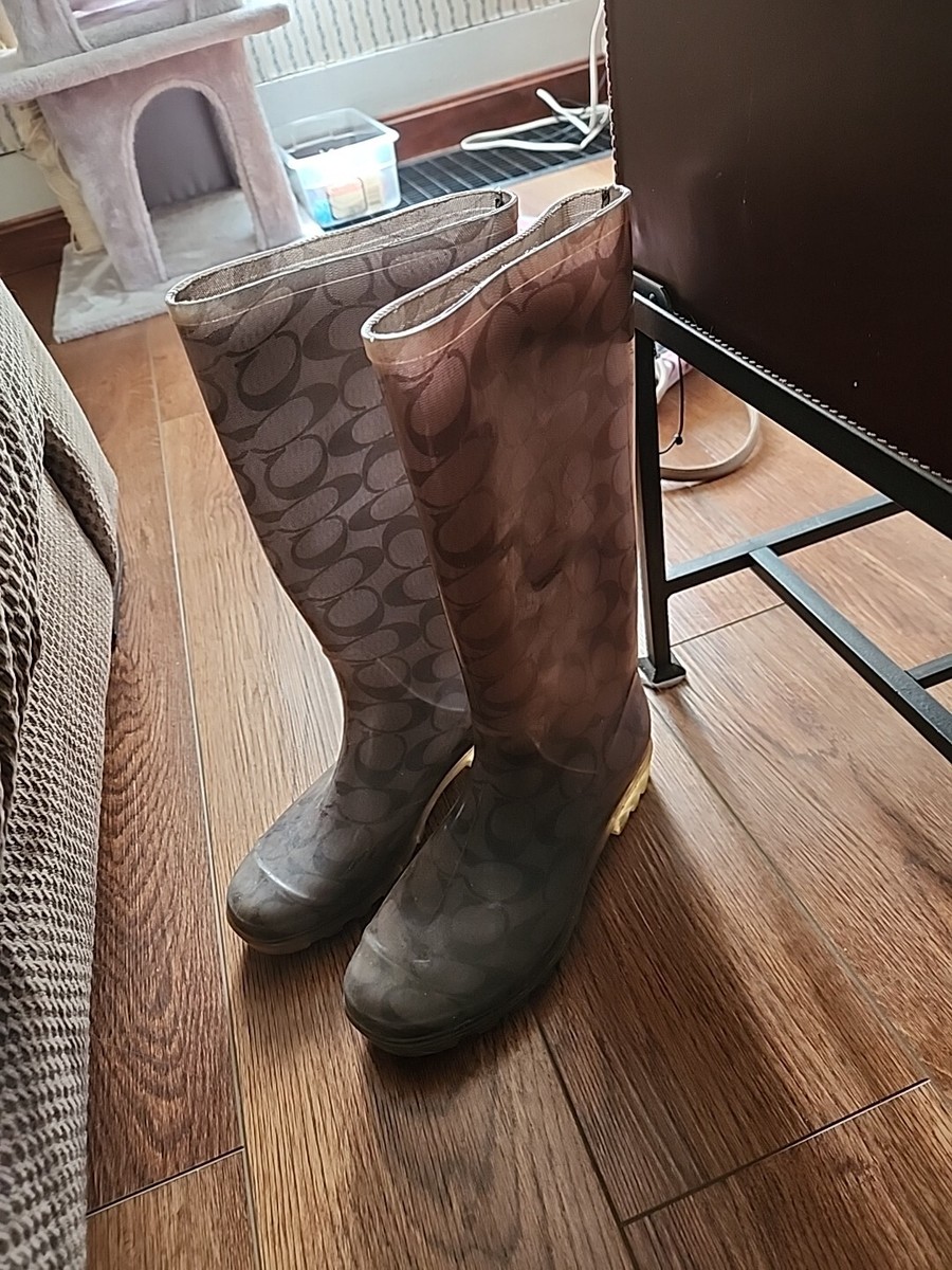 Rain Boots Coach Logo Boots Coach Waterproof Rubber Rain Boots