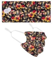 NEW Headband with Buttons and Matching Mask Yellow Flower