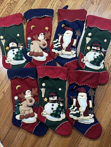 Country Christmas Stocking Snowman 20" Kitchy Ribbed 3-D Vintage Lot 7
